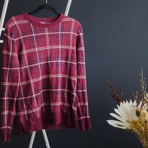 Maroon plaid sweater